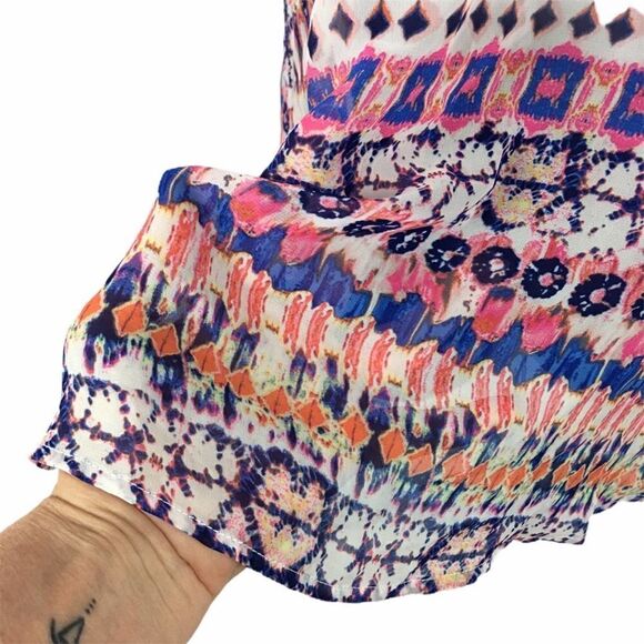 Three Pink Hearts boho sheer multi color blouse S - Picture 4 of 8